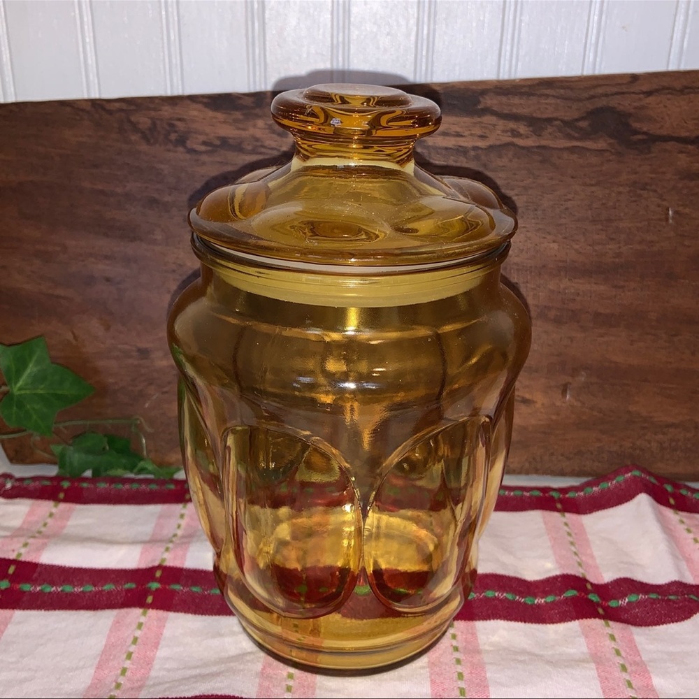 Vintage amber 60’s - 70’s L E Smith Atterbury jar